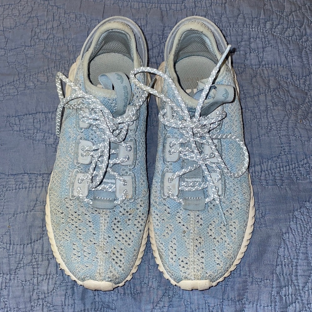 Baby Blue Adidas Tubular Doom Sock running shoes